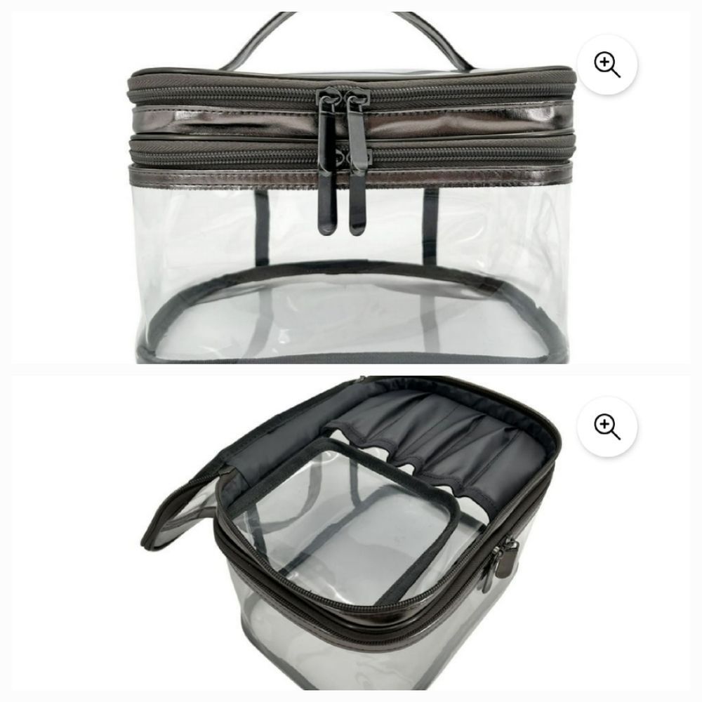 Equate Clear PVC Double Zip Cosmetic Traincase